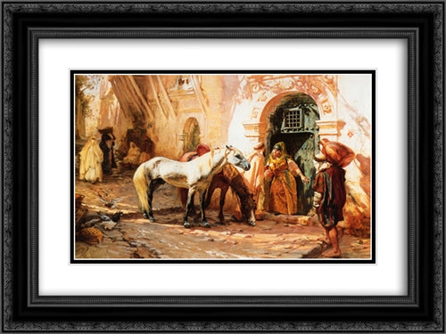 Scene in Morocco 24x18 Black Ornate Wood Framed Art Print Poster with Double Matting by Bridgman, Frederick Arthur