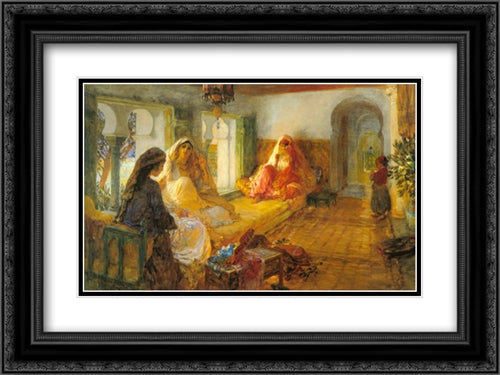 In The Seraglio 24x18 Black Ornate Wood Framed Art Print Poster with Double Matting by Bridgman, Frederick Arthur