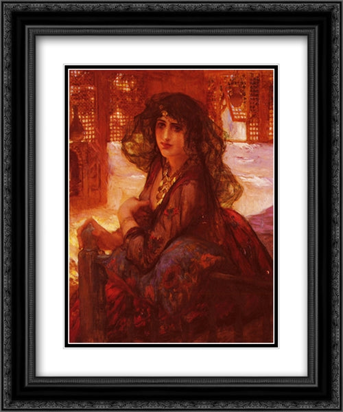 Harem Girl 20x24 Black Ornate Wood Framed Art Print Poster with Double Matting by Bridgman, Frederick Arthur