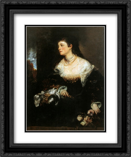 Adele Grafin Waldstein'Wartenberg 20x24 Black Ornate Wood Framed Art Print Poster with Double Matting by Makart, Hans