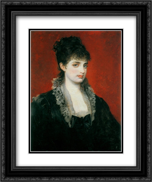 Anna von Waldberg 20x24 Black Ornate Wood Framed Art Print Poster with Double Matting by Makart, Hans