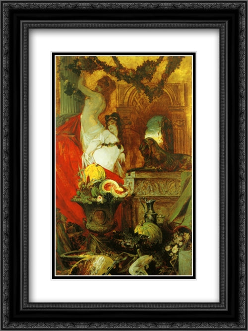 Allegory of Lust for Life 18x24 Black Ornate Wood Framed Art Print Poster with Double Matting by Makart, Hans