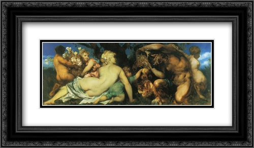 The Harvest 24x14 Black Ornate Wood Framed Art Print Poster with Double Matting by Makart, Hans