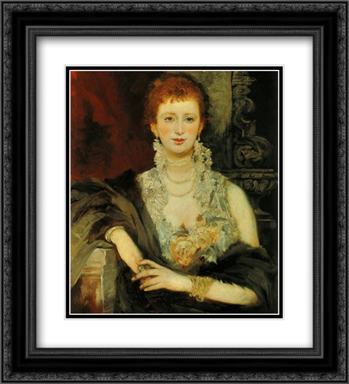 Portrait of Clothilde Beer 20x22 Black Ornate Wood Framed Art Print Poster with Double Matting by Makart, Hans