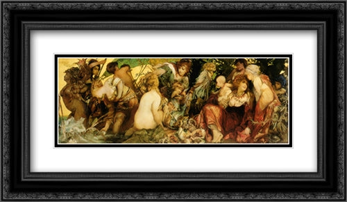 Abundantia ' The Gifts of the Sea 24x14 Black Ornate Wood Framed Art Print Poster with Double Matting by Makart, Hans