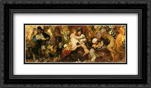 Abundantia ' The Gifts of the Earth 24x14 Black Ornate Wood Framed Art Print Poster with Double Matting by Makart, Hans