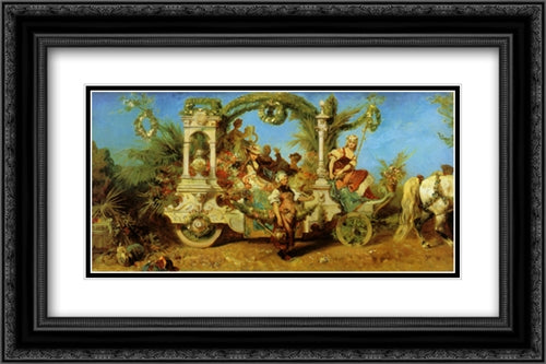 The Anniversary Parade: Horticulture 24x16 Black Ornate Wood Framed Art Print Poster with Double Matting by Makart, Hans