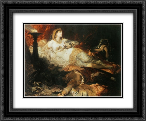 The Death of Cleopatra 24x20 Black Ornate Wood Framed Art Print Poster with Double Matting by Makart, Hans