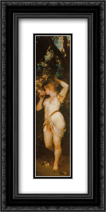 The Five Senses: Smelling 12x24 Black Ornate Wood Framed Art Print Poster with Double Matting by Makart, Hans