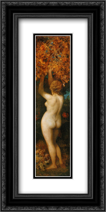 The Five Senses: Tasting 12x24 Black Ornate Wood Framed Art Print Poster with Double Matting by Makart, Hans