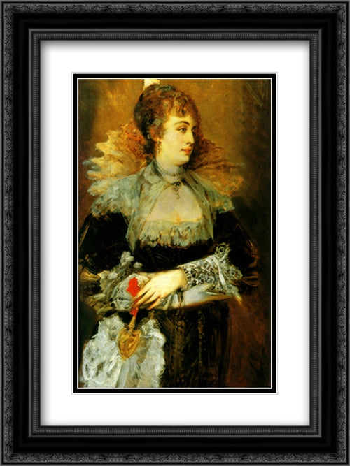 Hanna Klinkosch 18x24 Black Ornate Wood Framed Art Print Poster with Double Matting by Makart, Hans