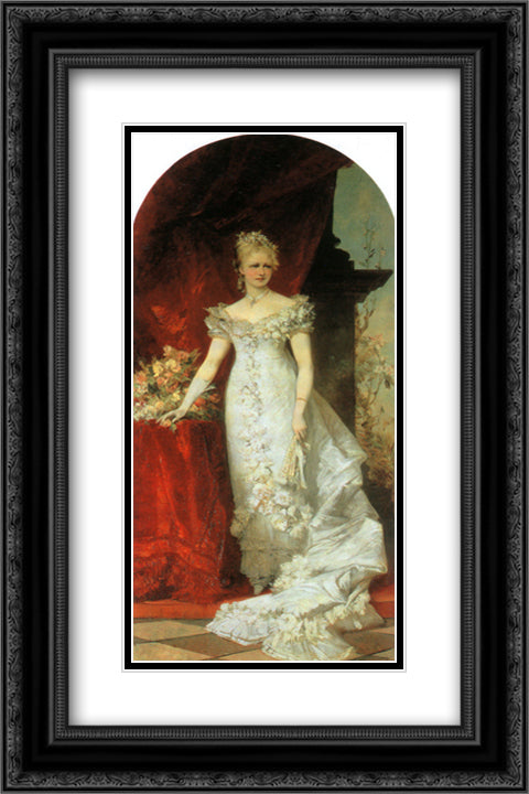 Kronprinzessin Stephanie 16x24 Black Ornate Wood Framed Art Print Poster with Double Matting by Makart, Hans