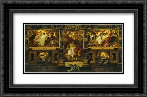 Modern Cupids 24x16 Black Ornate Wood Framed Art Print Poster with Double Matting by Makart, Hans