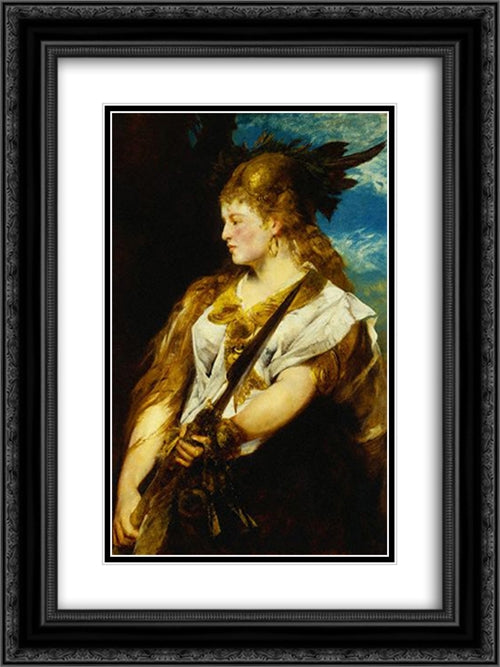 Helene Racowitza as Walkure 18x24 Black Ornate Wood Framed Art Print Poster with Double Matting by Makart, Hans