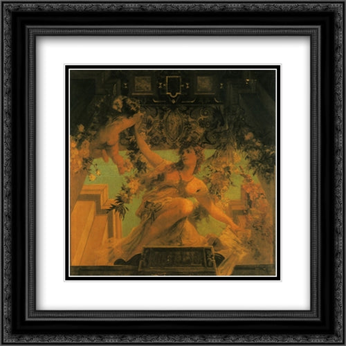 Symbol of the Merry Life 20x20 Black Ornate Wood Framed Art Print Poster with Double Matting by Makart, Hans