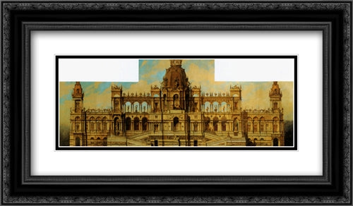 Entwurfe fur Einen Palast, Fassade 24x14 Black Ornate Wood Framed Art Print Poster with Double Matting by Makart, Hans