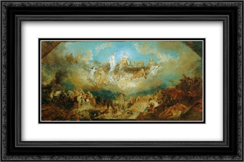 Sinking of the Nibelung stronghold into the Rhine 24x16 Black Ornate Wood Framed Art Print Poster with Double Matting by Makart, Hans