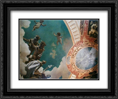 Hermesvilla ceiling paintings 24x20 Black Ornate Wood Framed Art Print Poster with Double Matting by Makart, Hans