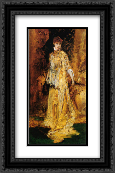 Sarah Bernhardt 16x24 Black Ornate Wood Framed Art Print Poster with Double Matting by Makart, Hans