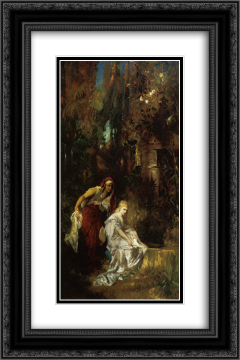 Schneewittchen Erhalt den Giftkamm 16x24 Black Ornate Wood Framed Art Print Poster with Double Matting by Makart, Hans