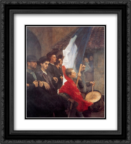 The Conscripts 20x22 Black Ornate Wood Framed Art Print Poster with Double Matting by Dagnan-Bouveret, Pascal Adolphe Jean