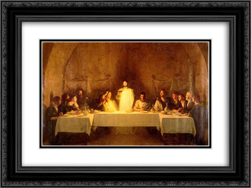 The Last Supper 24x18 Black Ornate Wood Framed Art Print Poster with Double Matting by Dagnan-Bouveret, Pascal Adolphe Jean