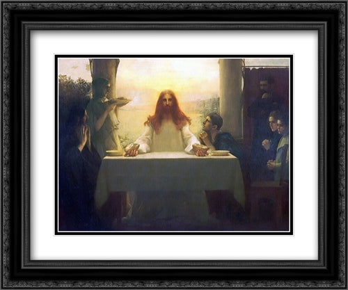 Christ and the Disciples at Emmaus 24x20 Black Ornate Wood Framed Art Print Poster with Double Matting by Dagnan-Bouveret, Pascal Adolphe Jean