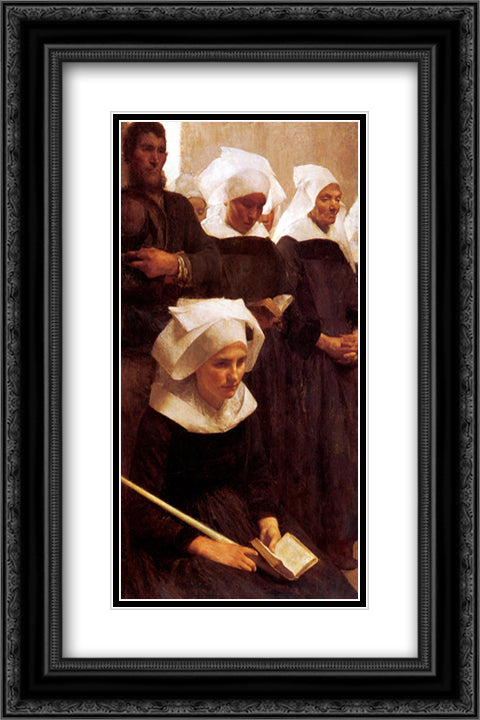 Bretons Praying 16x24 Black Ornate Wood Framed Art Print Poster with Double Matting by Dagnan-Bouveret, Pascal Adolphe Jean