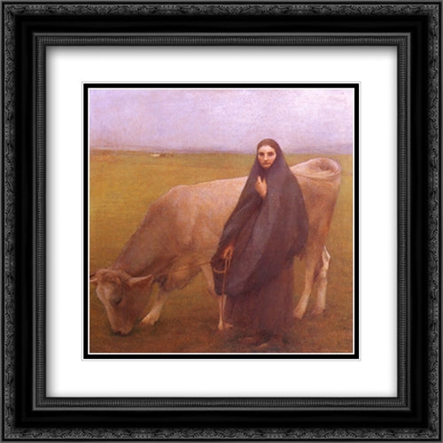 In The Meadow 20x20 Black Ornate Wood Framed Art Print Poster with Double Matting by Dagnan-Bouveret, Pascal Adolphe Jean