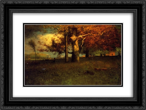 Early Autumn, Montclair 24x18 Black Ornate Wood Framed Art Print Poster with Double Matting by Inness, George