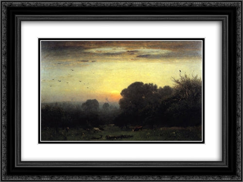 Morning 24x18 Black Ornate Wood Framed Art Print Poster with Double Matting by Inness, George