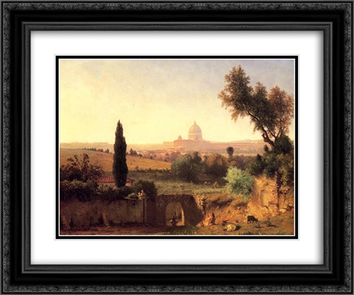 St. Peter's, Rome 24x20 Black Ornate Wood Framed Art Print Poster with Double Matting by Inness, George