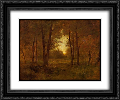 Sundown near Montclair 24x20 Black Ornate Wood Framed Art Print Poster with Double Matting by Inness, George
