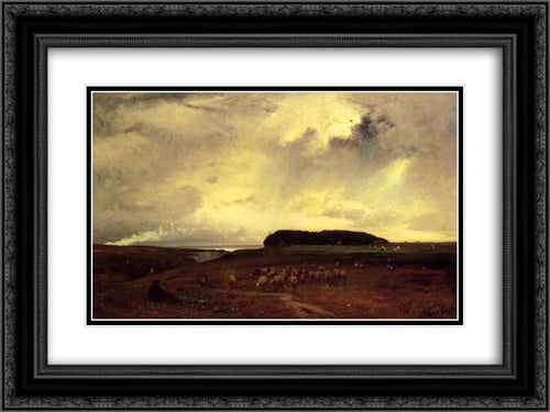 The Storm 24x18 Black Ornate Wood Framed Art Print Poster with Double Matting by Inness, George