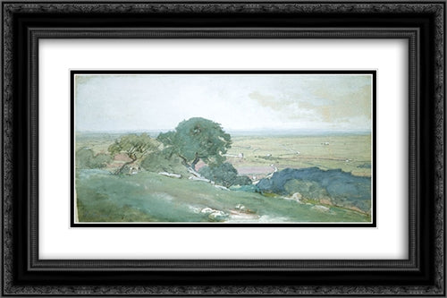 Olive Trees at Tivoli 24x16 Black Ornate Wood Framed Art Print Poster with Double Matting by Inness, George