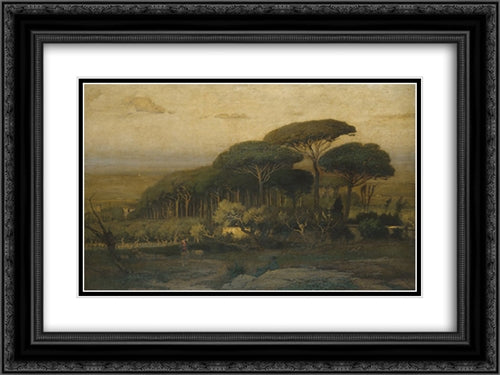 Pine Grove of the Barberini Villa 24x18 Black Ornate Wood Framed Art Print Poster with Double Matting by Inness, George