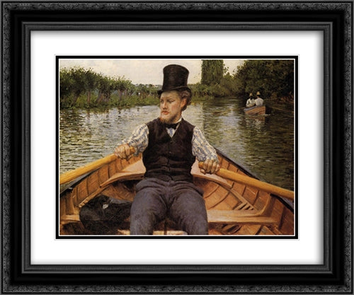 Boating Party 24x20 Black Ornate Wood Framed Art Print Poster with Double Matting by Caillebotte, Gustave