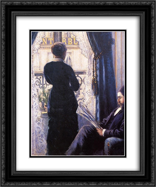 Interior 20x24 Black Ornate Wood Framed Art Print Poster with Double Matting by Caillebotte, Gustave