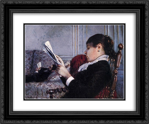 Interior 24x20 Black Ornate Wood Framed Art Print Poster with Double Matting by Caillebotte, Gustave