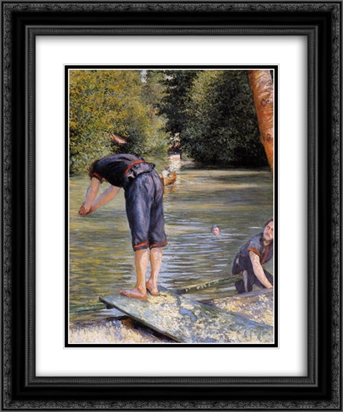 Bathers 20x24 Black Ornate Wood Framed Art Print Poster with Double Matting by Caillebotte, Gustave