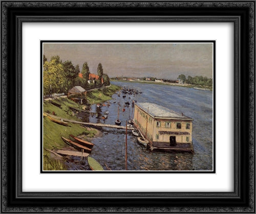 Boathouse in Argenteuil 24x20 Black Ornate Wood Framed Art Print Poster with Double Matting by Caillebotte, Gustave