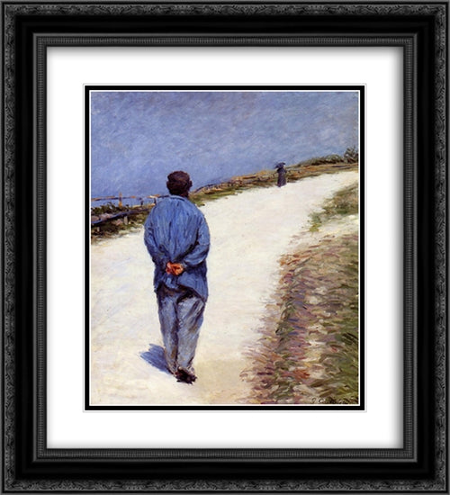 Man in a Smock 20x22 Black Ornate Wood Framed Art Print Poster with Double Matting by Caillebotte, Gustave