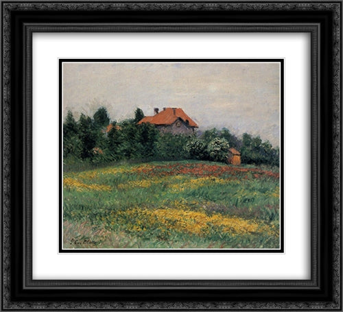 Norman Landscape 22x20 Black Ornate Wood Framed Art Print Poster with Double Matting by Caillebotte, Gustave