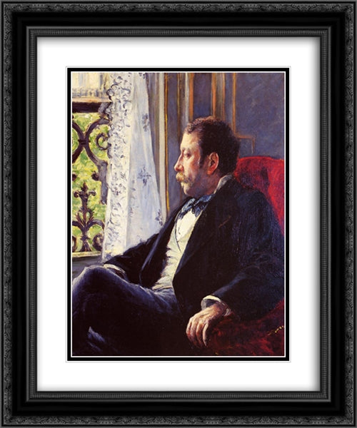 Portrait of a Man 20x24 Black Ornate Wood Framed Art Print Poster with Double Matting by Caillebotte, Gustave