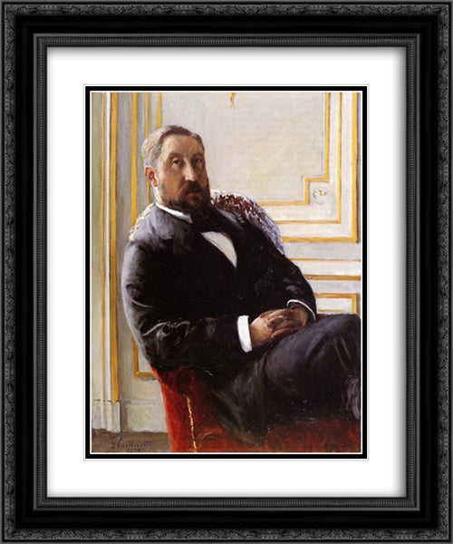 Portrait of Jules Richemont 20x24 Black Ornate Wood Framed Art Print Poster with Double Matting by Caillebotte, Gustave