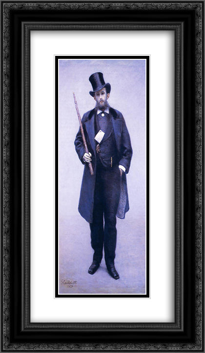 Portrait of Paul Hugot 14x24 Black Ornate Wood Framed Art Print Poster with Double Matting by Caillebotte, Gustave