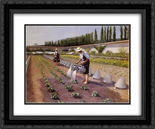 The Gardeners 24x20 Black Ornate Wood Framed Art Print Poster with Double Matting by Caillebotte, Gustave