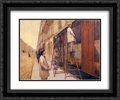 The House Painters 24x20 Black Ornate Wood Framed Art Print Poster with Double Matting by Caillebotte, Gustave