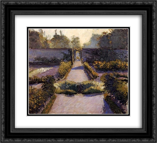 The Kitchen Garden, Yerres 22x20 Black Ornate Wood Framed Art Print Poster with Double Matting by Caillebotte, Gustave