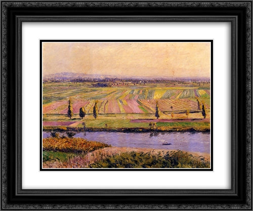 The Gennevilliers Plain, Seen from the Slopes of Argenteuil 24x20 Black Ornate Wood Framed Art Print Poster with Double Matting by Caillebotte, Gustave